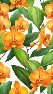 orange orchid flower aesthetic illustration background 3