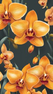 orange orchid flower aesthetic illustration background 4