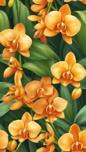 orange orchid flower aesthetic illustration background 5