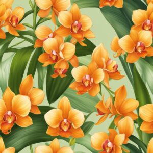 orange orchid flower aesthetic illustration background 8