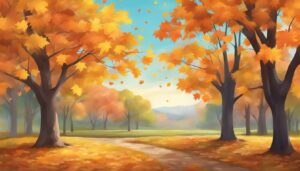 orange red maple trees fall colors background illustration 1