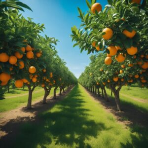orange tree garden landscape background