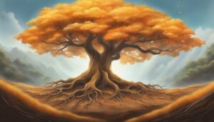 orange tree of life aesthetic background illustration 1