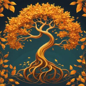 orange tree of life aesthetic background illustration 2