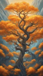 orange tree of life aesthetic background illustration 3