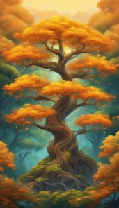 orange tree of life aesthetic background illustration 4