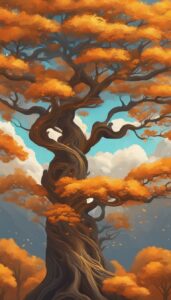 orange tree of life aesthetic background illustration 5