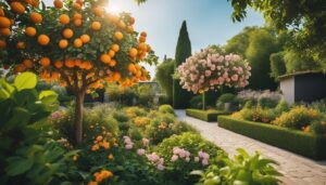 orange tree small garden aesthetic