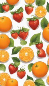 oranges and strawberries pattern background illustration 1