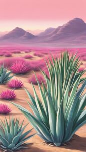 pink aloe vera plants aesthetic illustration background 4