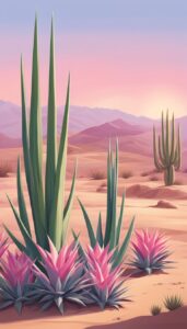 pink aloe vera plants aesthetic illustration background 5