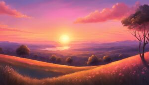 pink and orange sunset aesthetic background wallpaper illustration 1