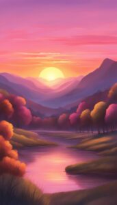 pink and orange sunset aesthetic background wallpaper illustration 3