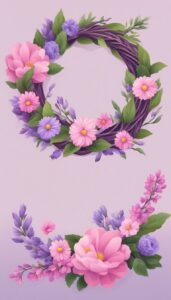 pink and purple spring wreath illustration 3