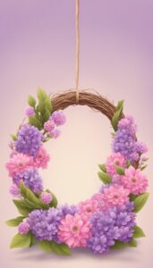 pink and purple spring wreath illustration 4