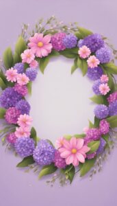 pink and purple spring wreath illustration 5