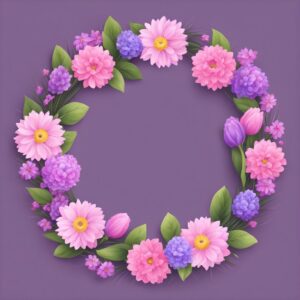 pink and purple spring wreath illustration 6