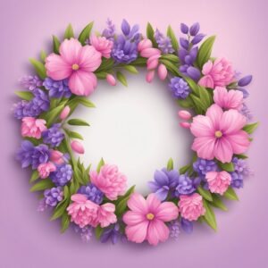 pink and purple spring wreath illustration 7