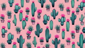 pink cactus aesthetic illustration background 1