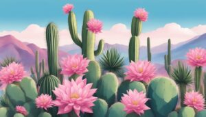 pink cactus aesthetic illustration background 2