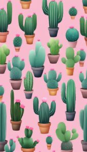 pink cactus aesthetic illustration background 4