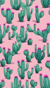 pink cactus aesthetic illustration background 5
