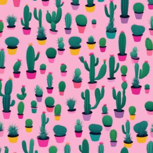 pink cactus aesthetic illustration background 7