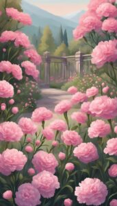 pink carnation flowers aesthetic background illustration 3