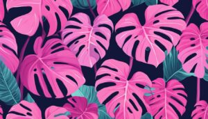 pink monstera plant aesthetic illustration background pattern 1
