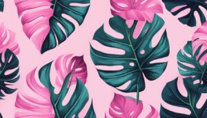 pink monstera plant aesthetic illustration background pattern 2