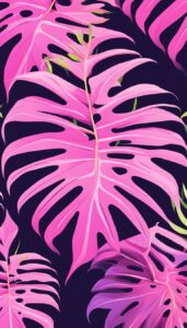 pink monstera plant aesthetic illustration background pattern 5