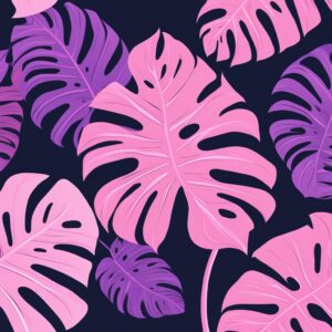 pink monstera plant aesthetic illustration background pattern 7