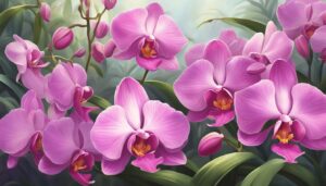 pink orchid flower aesthetic illustration background 2