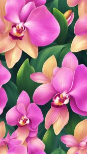 pink orchid flower aesthetic illustration background 3