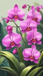 pink orchid flower aesthetic illustration background 5