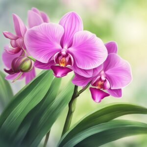 pink orchid flower aesthetic illustration background 7