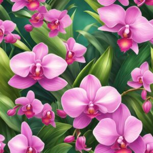 pink orchid flower aesthetic illustration background 8