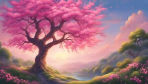 pink tree of life aesthetic background illustration 1