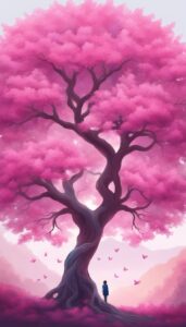 pink tree of life aesthetic background illustration 3