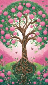 pink tree of life aesthetic background illustration 4