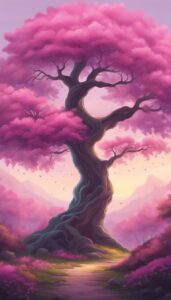 pink tree of life aesthetic background illustration 5