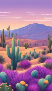 purple cactus aesthetic illustration background 5