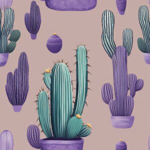 purple cactus aesthetic illustration background 6