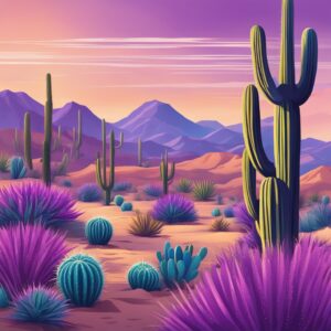 purple cactus aesthetic illustration background 7