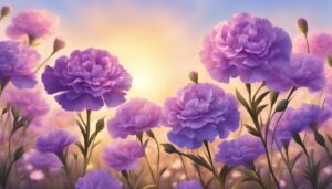 purple carnation flowers aesthetic background illustration 1