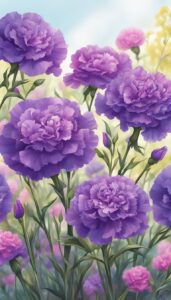 purple carnation flowers aesthetic background illustration 4