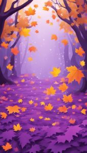 purple maple leaf aesthetic background illustration wallpaper 3