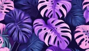 purple monstera plant aesthetic illustration background pattern 1