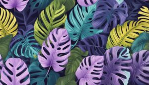 purple monstera plant aesthetic illustration background pattern 2