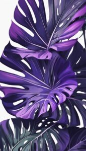 purple monstera plant aesthetic illustration background pattern 3